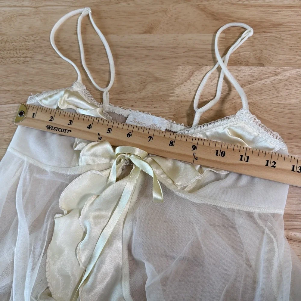 Vintage Inner‎ Most Babydoll Tank Top Size XS Chemise Sheer Ruffle Lingerie